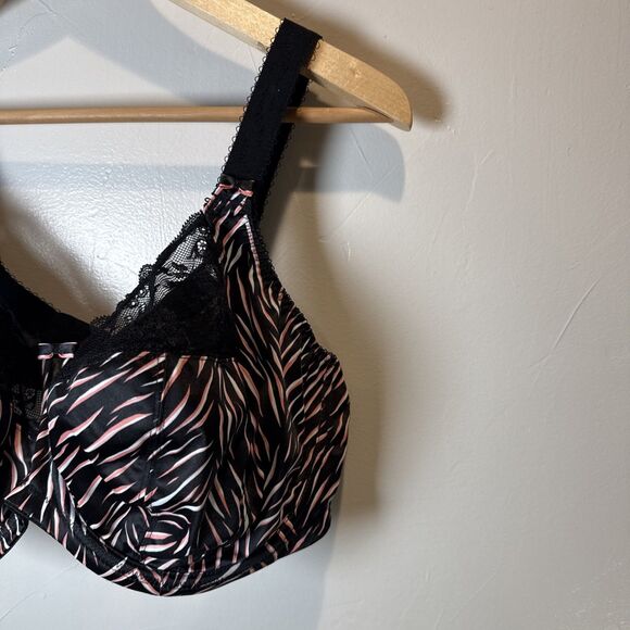 Elomi Morgan Banded Underwire Stretch Lace Bra Women's Size 40H (1) Black Pink - Picture 2 of 15